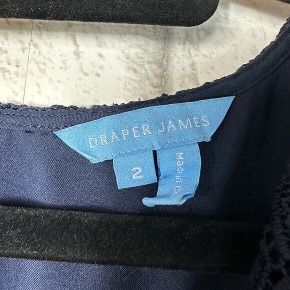 Draper James Blue Dress Heart Lace Flounce Shoulder Ruffle A-Line Knee Length 2 - Picture 3 of 7